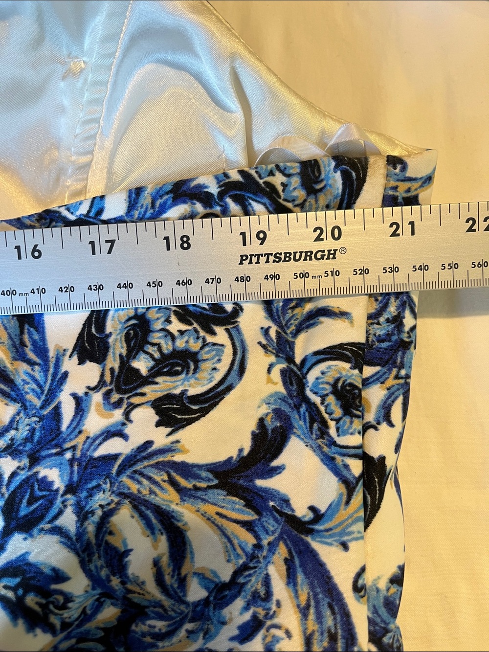 Stacy Adams Blue and White Floral Midi Dress 12 prom dinner occasions pocket - Picture 6 of 12